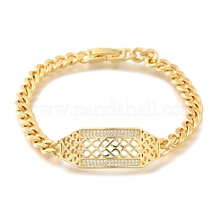 Brass Micro Pave Clear Cubic Zirconia Link Bracelets&nbsp;BJEW-F498-02B-G