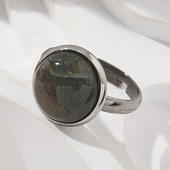 Half Round Natural Indian Agate Finger Rings&nbsp;RJEW-M062-01P-22