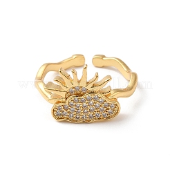 Cloud with Sun Brass Micro Pave Cubic Zirconia Cuff Rings&nbsp;RJEW-P088-01G