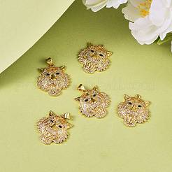 5Pcs Brass Micro Pave Clear & Green Cubic Zirconia Pendants&nbsp;ZIRC-SZ0003-17