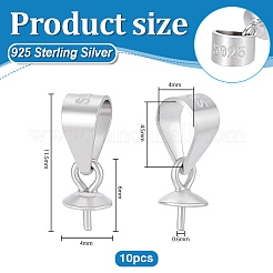 10Pcs Rhodium Plated 925 Sterling Silver Peg Bails&nbsp;STER-PH0004-56
