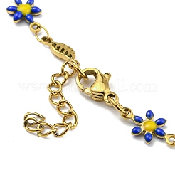 Enamel Flower & Fish Link Chain Bracelet&nbsp;BJEW-A142-02G
