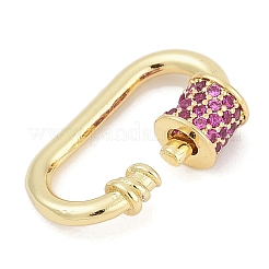 Oval Brass Micro Pave Cubic Zirconia Screw Carabiner Clasps&nbsp;KK-G522-47G-01
