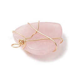 Natural Rose Quartz Copper Wire Wrapped Pendants&nbsp;PALLOY-JF02042-01