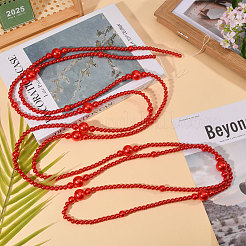 ABS Plastic Pearl Round Bead with Nylon Thread Christmas Trees Decoration&nbsp;HJEW-PH02606