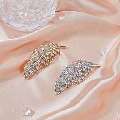 2Pcs 2 Colors Feather Alloy Rhinestone Scarf Buckle Clips&nbsp;JEWB-FH0001-53