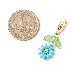7Pcs Flower Polymer Clay & Glass Pendants Decorations&nbsp;HJEW-MZ00327