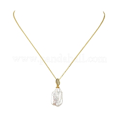 Natural Baroque Keshi Pearl Pendant Brass Cable Chain Necklaces for Women&nbsp;NJEW-JN06174
