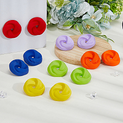 6 Pairs 6 Colors Spray Painted Acrylic Stud Earrings with Steel Iron Pins&nbsp;EJEW-FI0003-12