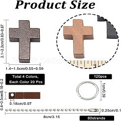 80Pcs 4 Colors Cross Wooden Pendants&nbsp;DIY-NB0007-52