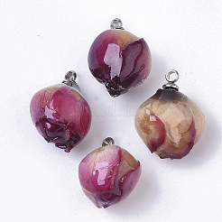Handmade Natural Real Rose Dried Flower Pendants&nbsp;RESI-R424-01