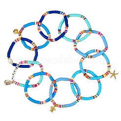 10Pcs 10 Styles Polymer Clay Heishi Beads Stretch Bracelets Sets&nbsp;BJEW-JB05922