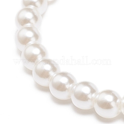 ABS Plastic Imitation Pearl Beaded Stretch Bracelet with Alloy Enamel Charms for Kids&nbsp;BJEW-JB08524-01