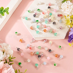 100Pcs 10 Colors Baking Paint Glass Pendants&nbsp;PALLOY-TAC0210