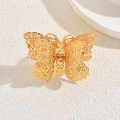 Hollow Double Butterfly Metal Open Cuff Rings for Women&nbsp;BX9587
