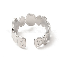 Non-Tarnish 304 Stainless Steel Twist Oval Open Cuff Ring for Women&nbsp;RJEW-E063-27P