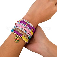 8Pcs 8 Styles Acrylic & CCB Plastic & Polymer Clay Bead Bracelets&nbsp;FS-WG62275-04