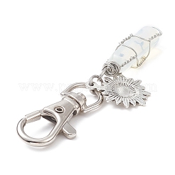 Wire Wrapped Mixed Gemstones Bullet Pendant Decorations&nbsp;HJEW-JM01061