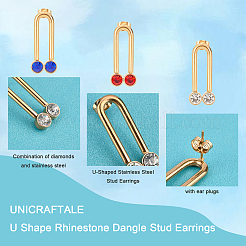 6Pcs 3 Color U Shape Rhinestone Dangle Stud Earrings for Girl Women&nbsp;STAS-UN0030-18