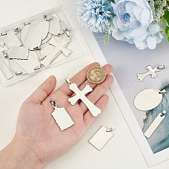 20Pcs 10 Styles Stainless Steel Stamping Blank Tag Pendants&nbsp;STAS-WR0001-09