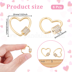 Brass Micro Pave Clear Cubic Zirconia Screw Carabiner Lock Charms&nbsp;KK-WH0062-242B-G