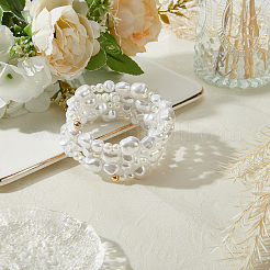 Resin Imitation Pearl Arm Cuff Bangles for Women&nbsp;AJEW-WH20011-99