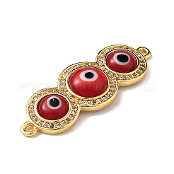 Handmade Lampwork Evil Eye Connector Charms&nbsp;ZIRC-L102-10G
