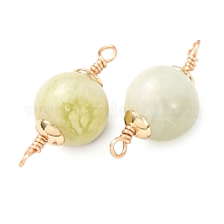 Natural New Jade Round Links Connector Charms&nbsp;KK-Z152-04G-02