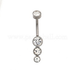 304 Stainless Steel Clear Cubic Zirconia Curved Barbell Belly Button Rings&nbsp;AJEW-D306-03P-05