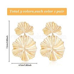 3 Pairs 3 Colors Alloy Leaf Dangle Stud Earrings for Women&nbsp;EJEW-FI0001-27