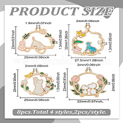 8Pcs 4 Styles Cat & Flower Alloy Enamel Pendants&nbsp;ENAM-LP0002-55