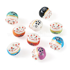 9Pcs Handmade Printed Porcelain Beads&nbsp;PORC-TADJ0001-01C