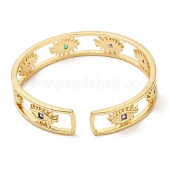 Colorful Cubic Zirconia Cuff Bangle&nbsp;BJEW-D058-03B-G-02