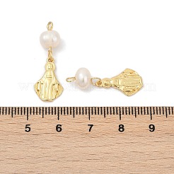 Natural Cultured Freshwater Pearl & Brass Pendants&nbsp;KK-U062-04G