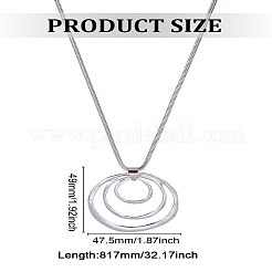 1Pc Alloy 3 Rings Pendant Long Necklaces for Women&nbsp;NJEW-LP0002-93