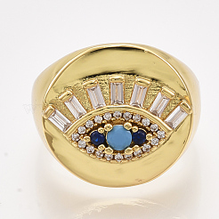 Adjustable Brass Micro Pave Cubic Zirconia Finger Rings&nbsp;RJEW-S044-019