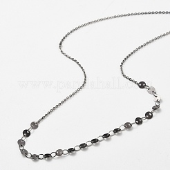 Brass Cable & Flat Sequin Chains Necklaces for Women&nbsp;NJEW-D302-40B