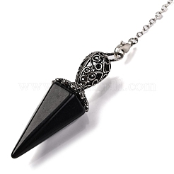 Natural & Synthetic Gemstone Pointed Hexagonal Cone Dowsing Pendulums&nbsp;G-Q184-03AS