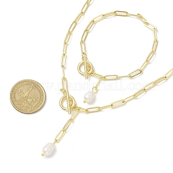 Oval Natural Cultured Freshwater Pearl Pendant Necklaces & Bracelets Jewelry Sets&nbsp;SJEW-JS01300