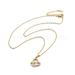304 Stainless Steel Crystal Rhinestone Heart Pendant Cable Chain Necklaces for Women&nbsp;NJEW-Z056-01A-G