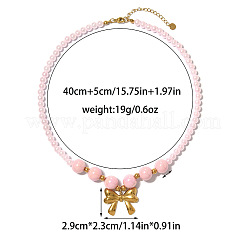 Summer Beach 304 Stainless Steel Pendant Plastic Round Beaded Necklaces for Women&nbsp;WGF027E-02