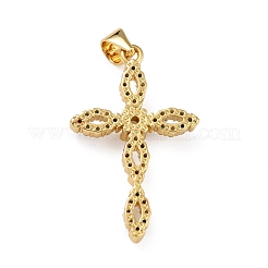 Brass Micro Pave Clear Cubic Zirconia Pendants&nbsp;ZIRC-A021-16G