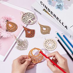 DIY Wooden Dangle Earring Making Kits&nbsp;DIY-NB0005-49