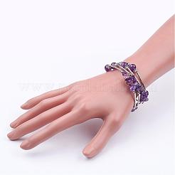 Four Loops Wrap Amethyst Beads Bracelets&nbsp;BJEW-JB02590-05