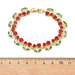 Cherry Brass Micro Pave Cubic Zirconia Chain Bracelets&nbsp;BJEW-L703-01A-G