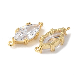 Brass Clear Cubic Zirconia Horse Eye Connector Charms&nbsp;KK-Q031-25G