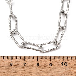 304 Stainless Steel Textured Paperclip Chain Necklaces for Women Men&nbsp;NJEW-A052-01P