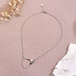 Pink Cubic Zirconia Heart & Word Love Pendant Necklace&nbsp;JN1076A