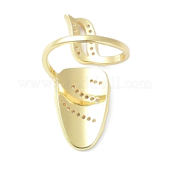 Brass Micro Pave Cubic Zirconia Fingernail Rings&nbsp;RJEW-D115-01G-A