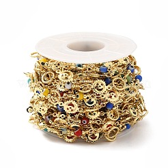 Sun & Evil Eye Handmade Brass Glass Beaded Chains&nbsp;CHC-M024-30G